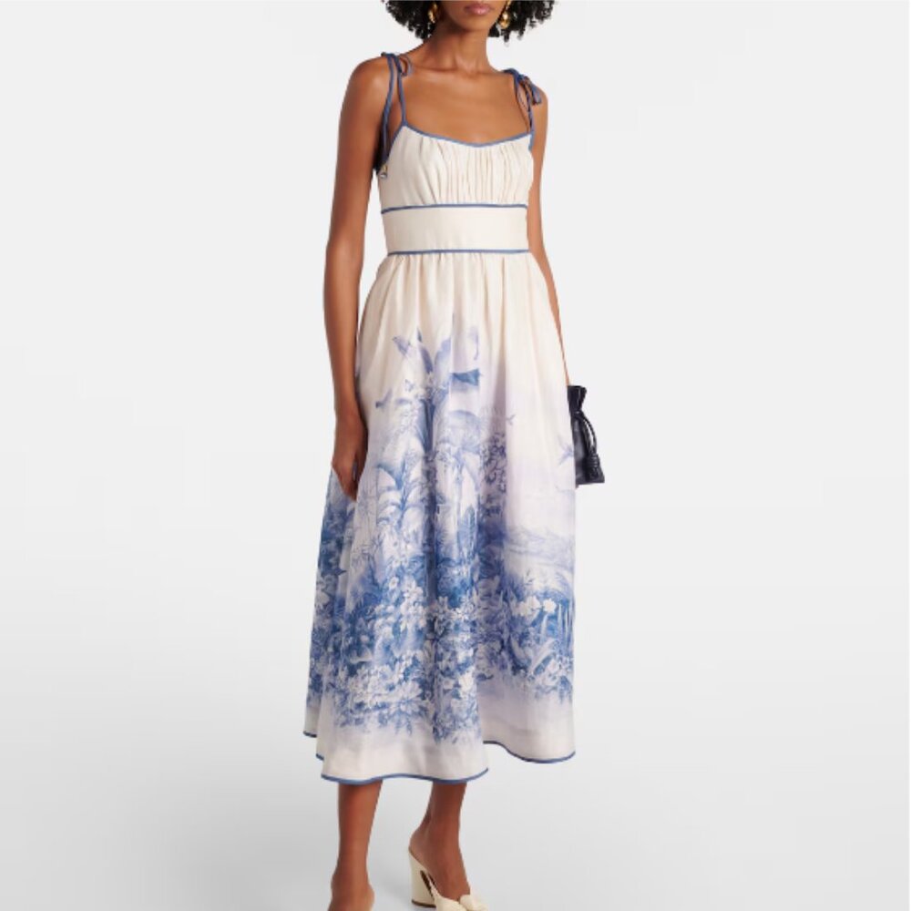 NWOT ！Zimmermann Wylie printed linen midi dress